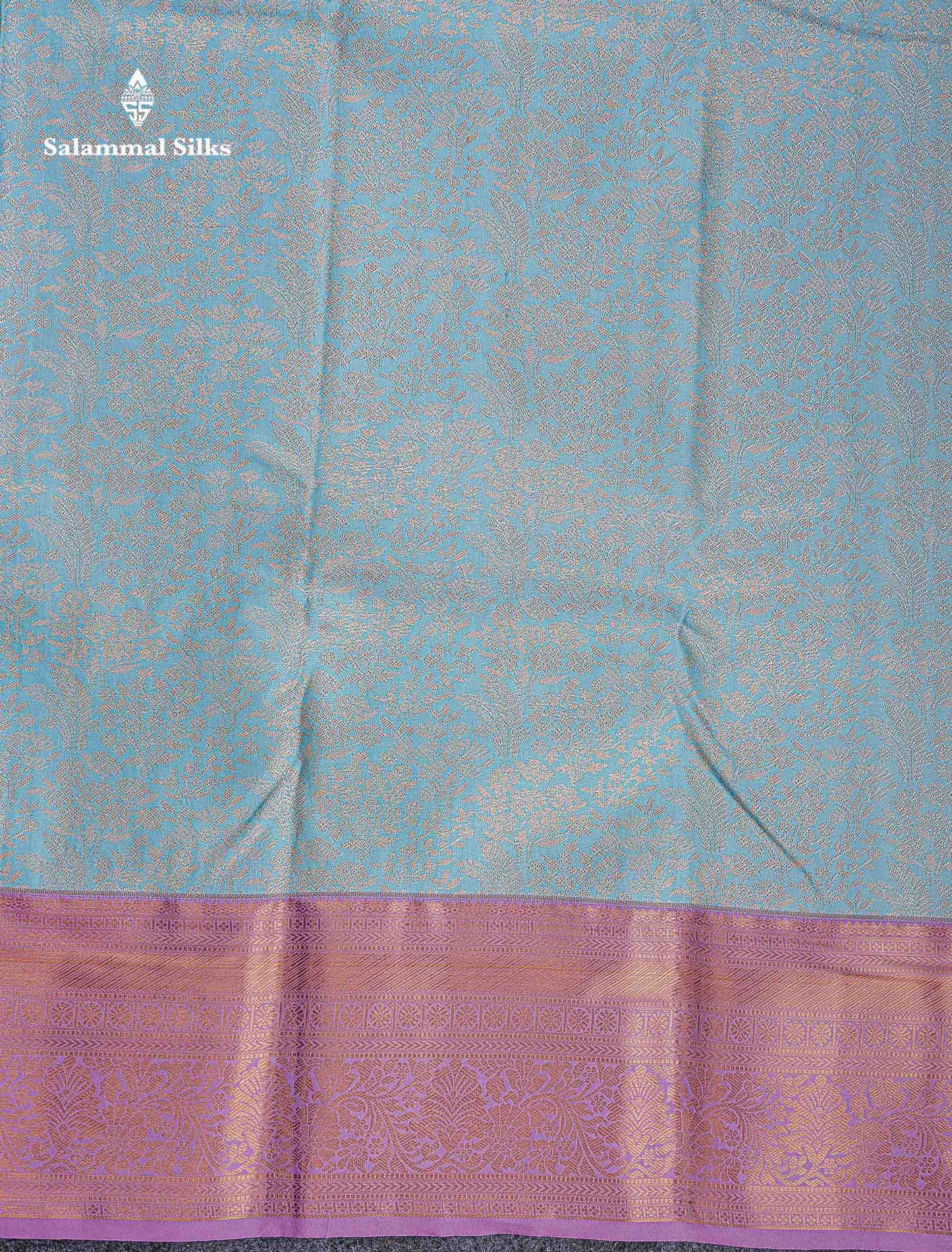 Bridal Semi Silk Saree -  Pastel Blue Colour Body Contrast Light Lavender Traditional Border