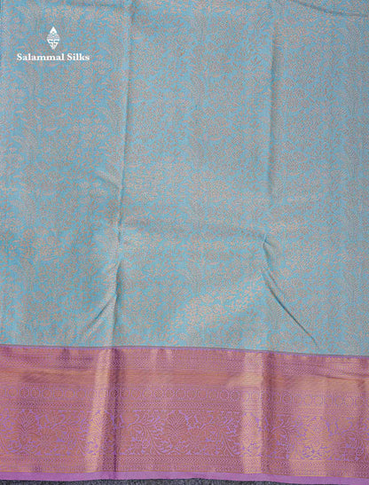 Bridal Semi Silk Saree -  Pastel Blue Colour Body Contrast Light Lavender Traditional Border