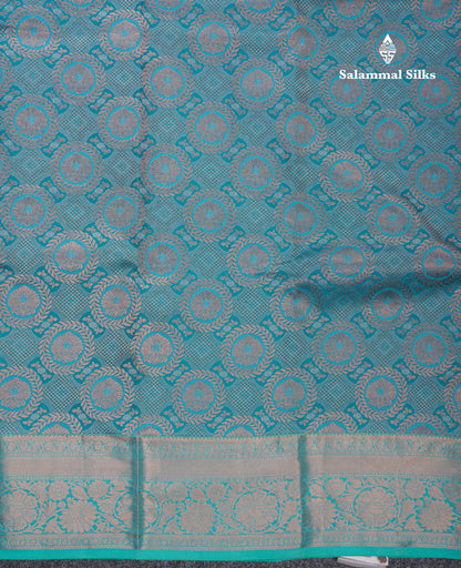 Beautiful Peacock Blue Bridal Pure Mix Silk Saree With Contrast Sapphire Blue Border