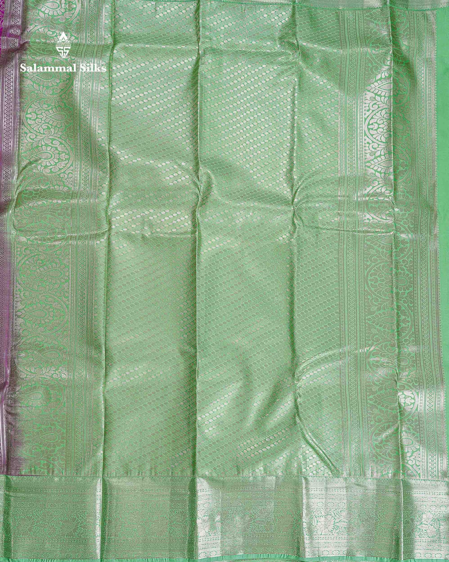 Bridal Semi Silk Saree -  Purple Colour Body With Contrast Rexona Green Traditional Border