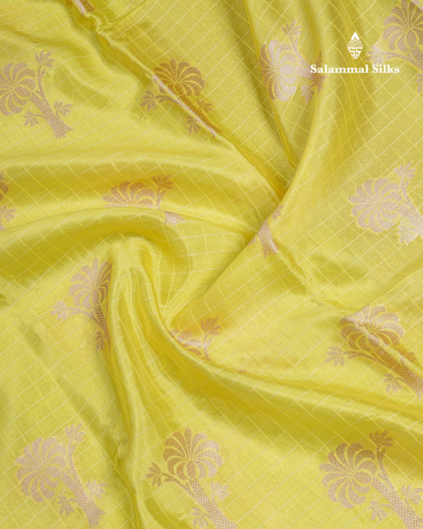 Lemon Yellow Colour Small Checks Semi Silk Saree With Fancy Border