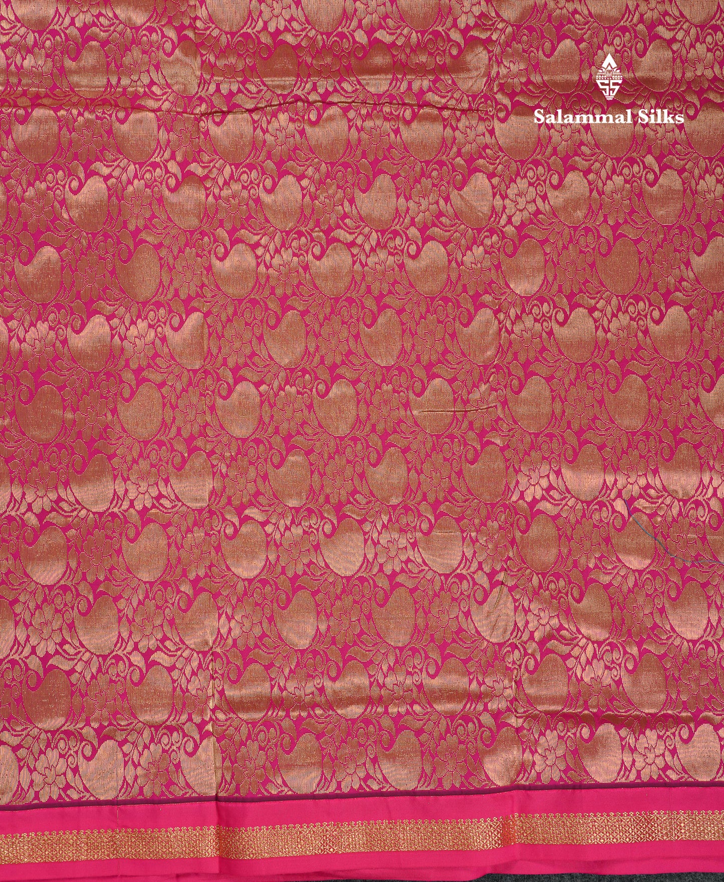 9 Yards Semi Silk Saree Peacock Green With Contrast Pink Traditional Small Border