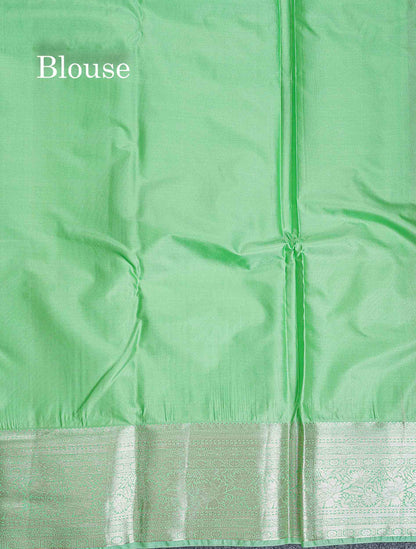 Bridal Semi Silk Saree -  Purple Colour Body With Contrast Rexona Green Traditional Border