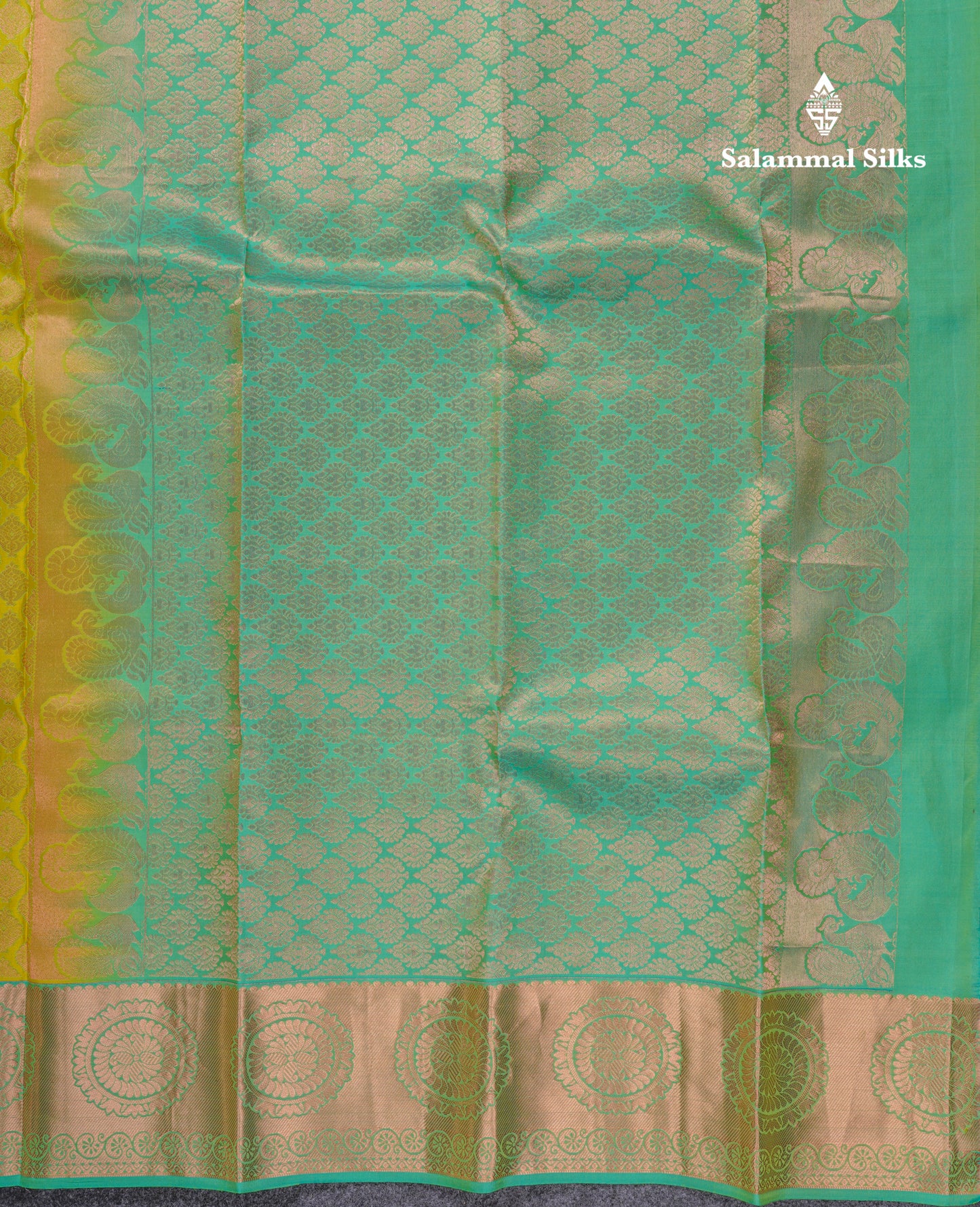Beautiful Lemon Yellow Bridal Pure Kanjivaram Silk Saree With Contrast Sapphire Green Border