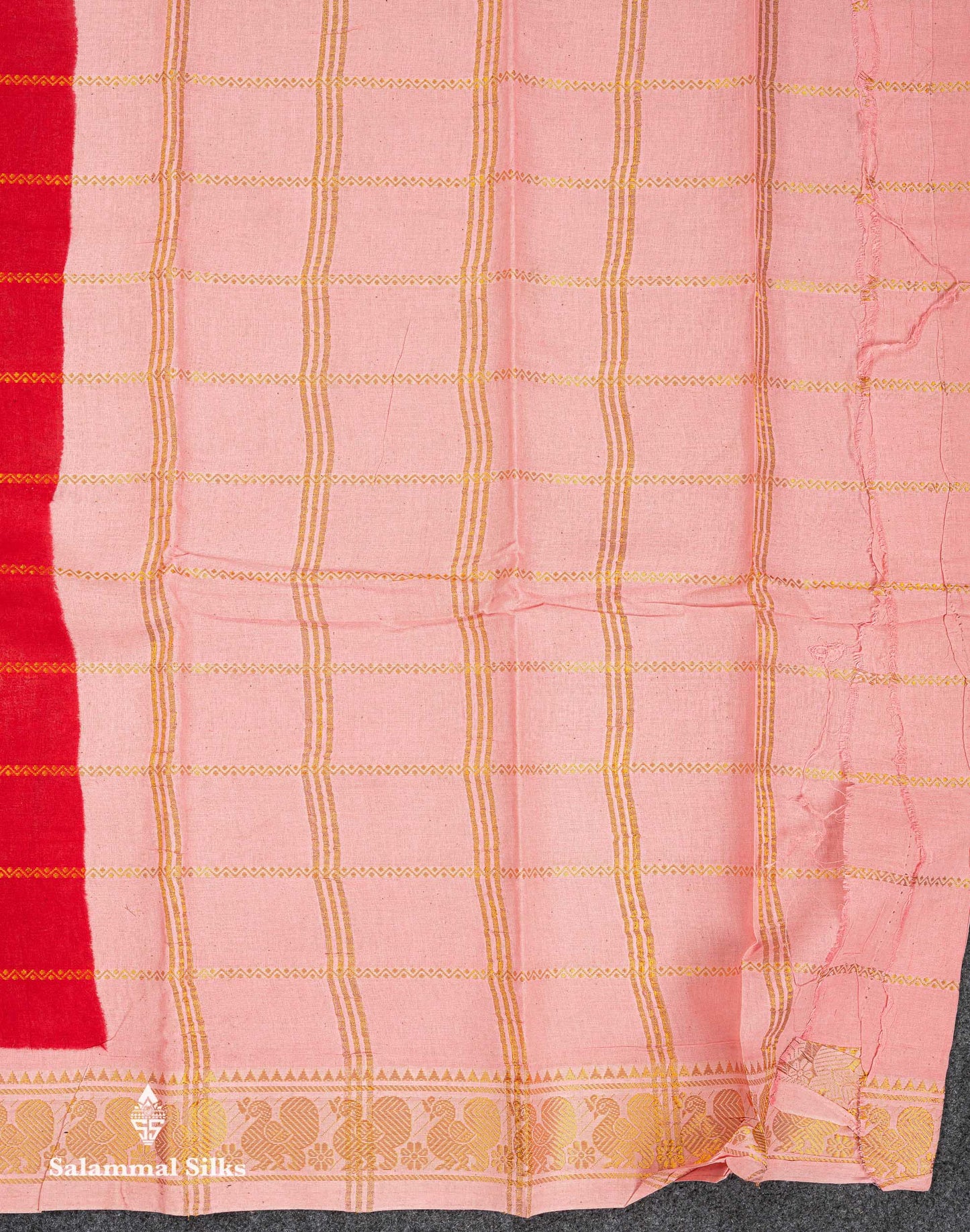 Beautiful Orange Pure Sungudi Cotton Saree With Contrast Baby Pink Traditional Small Border