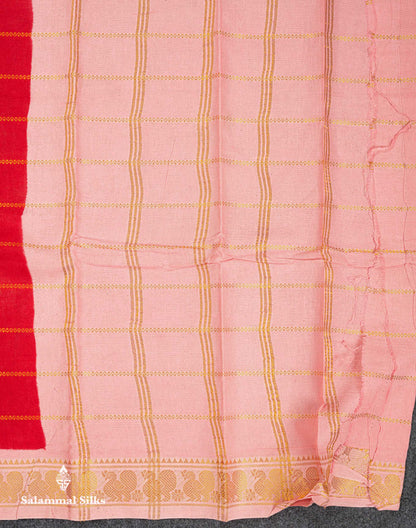Beautiful Orange Pure Sungudi Cotton Saree With Contrast Baby Pink Traditional Small Border
