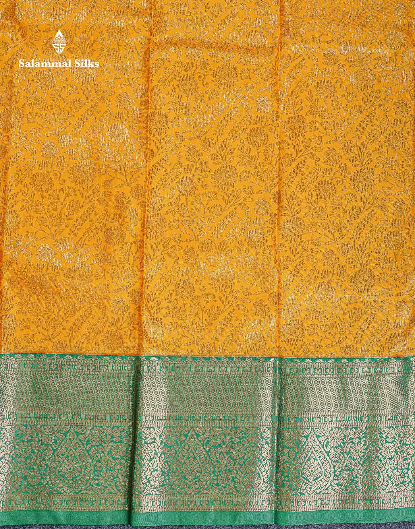 Bridal Semi Silk Saree -  Yellow Colour Body With Contrast Green Evening Morning Border