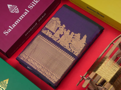 Ash Colour Pure Kanjivaram Silk Saree with Pallakku Border