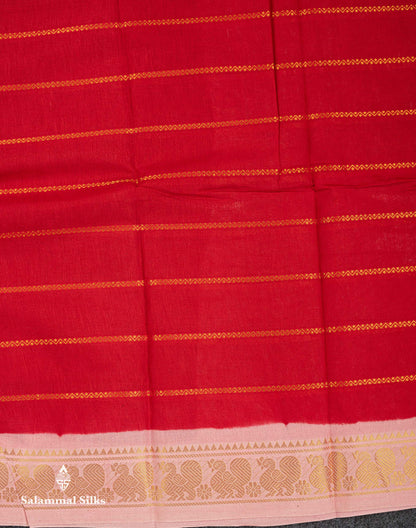 Beautiful Orange Pure Sungudi Cotton Saree With Contrast Baby Pink Traditional Small Border