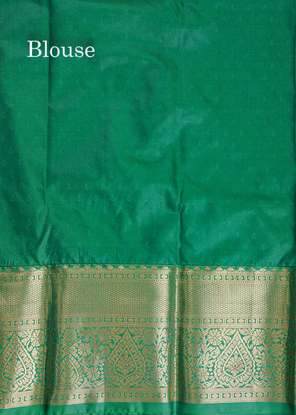 Bridal Semi Silk Saree -  Yellow Colour Body With Contrast Green Evening Morning Border
