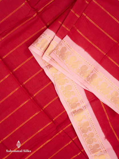 Beautiful Orange Pure Sungudi Cotton Saree With Contrast Baby Pink Traditional Small Border