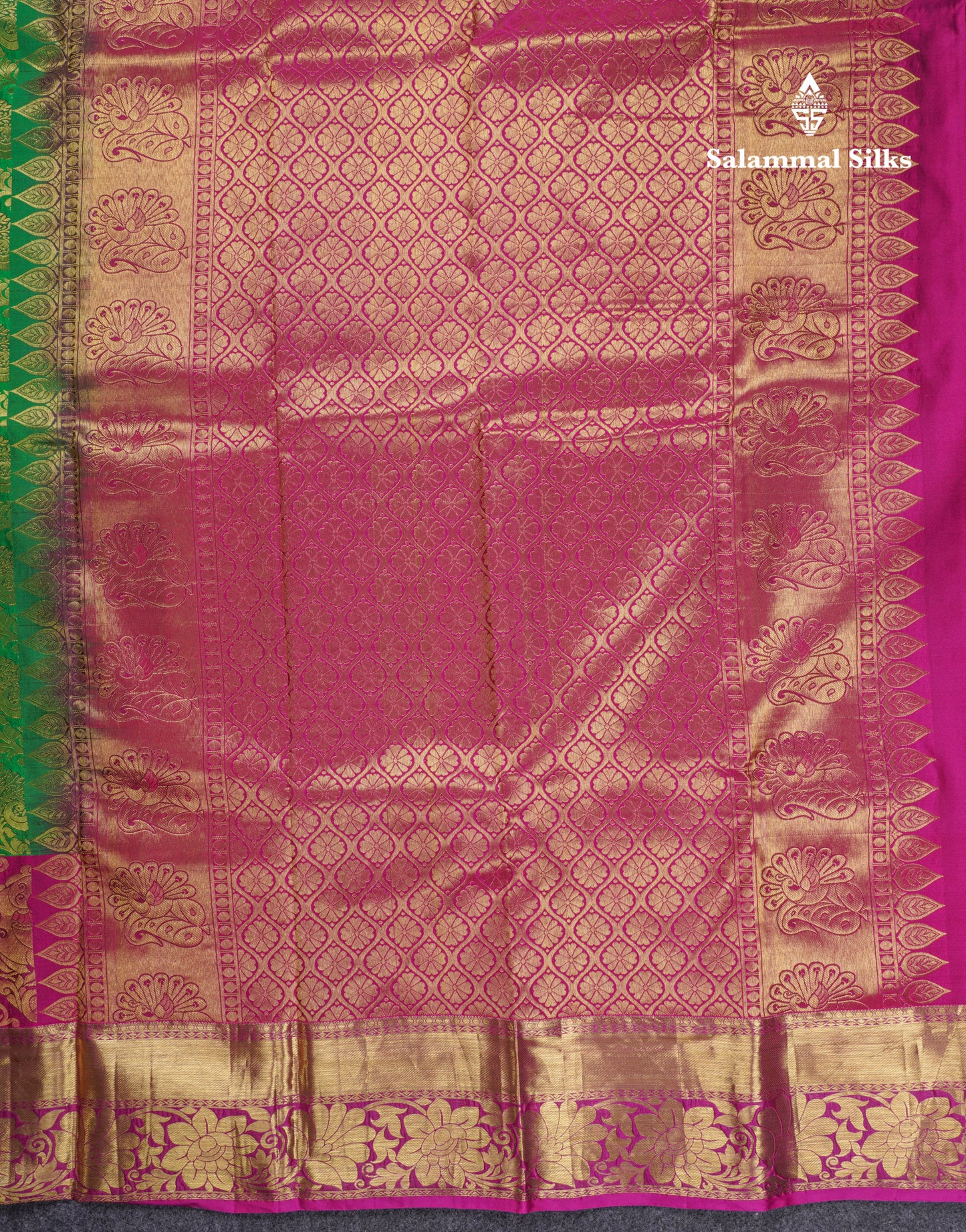 Beautiful Green Bridal Pure Mix Silk Saree With Contrast Magenta Traditional Evening Morning Border