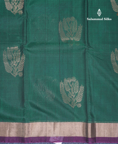 Beautiful Bottle Green SICO Cotton Saree With Contrast Dark Magenta Blouse