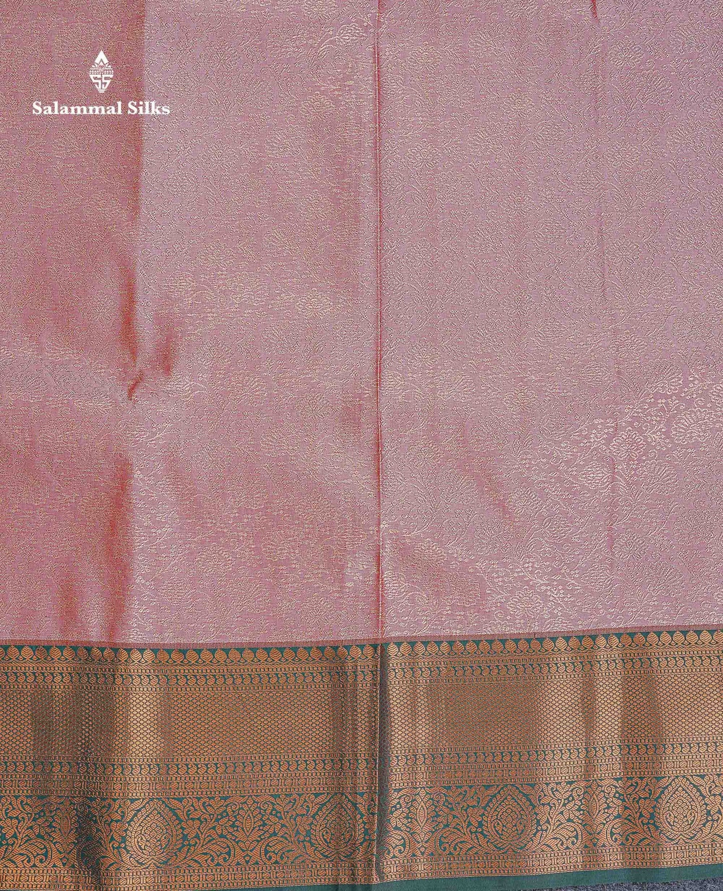 Bridal Semi Silk Saree - Onion Pink Colour Body With Contrast Bottle Green Border