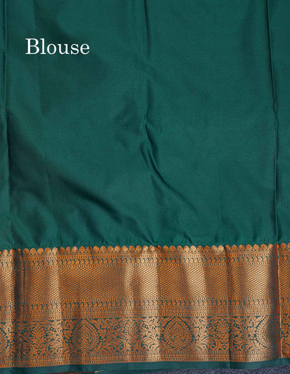 Bridal Semi Silk Saree - Onion Pink Colour Body With Contrast Bottle Green Border