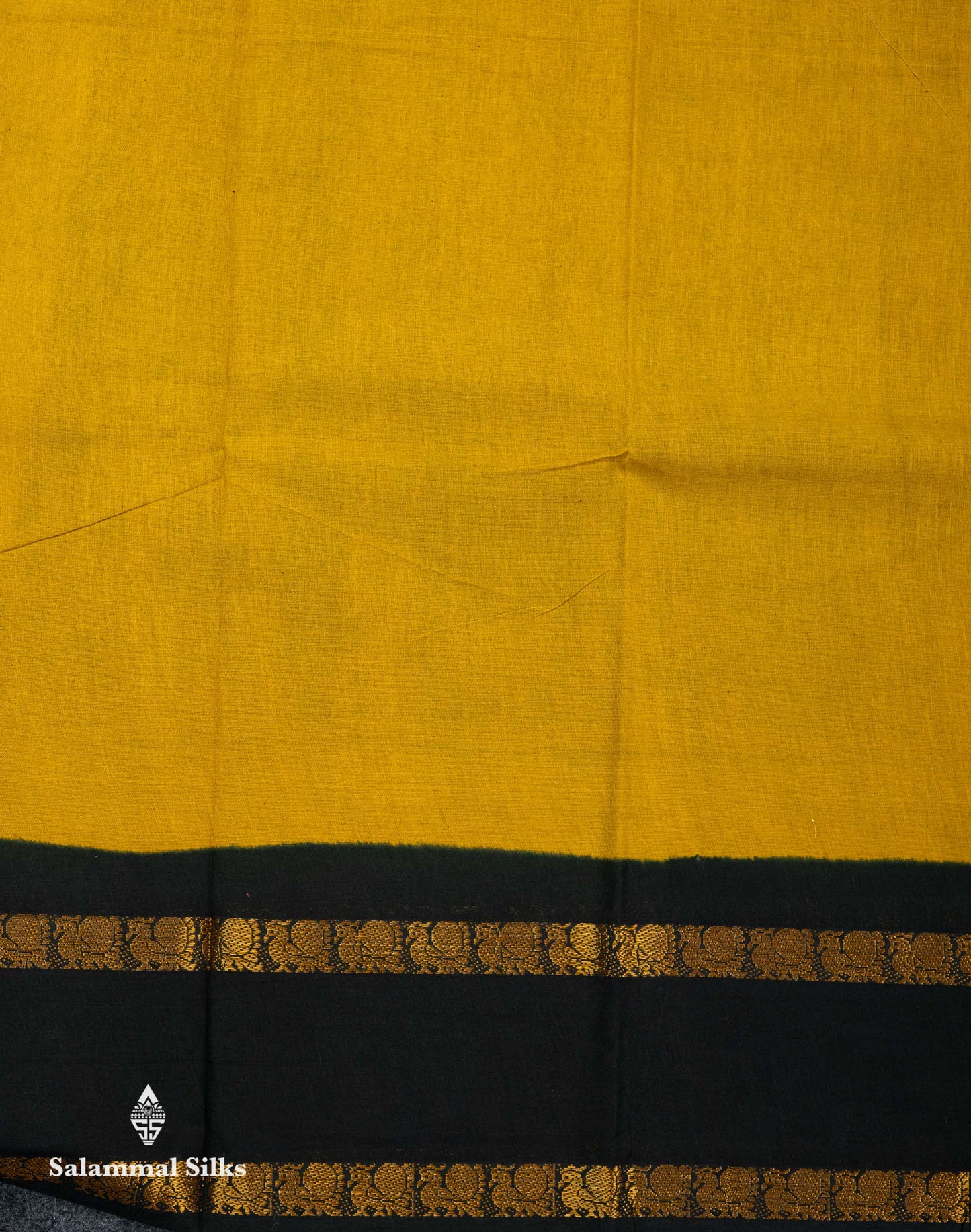 Beautiful Mustard Yellow Sungudi Cotton Saree With Contrast Dark Bottle Green Traditional Gap Border