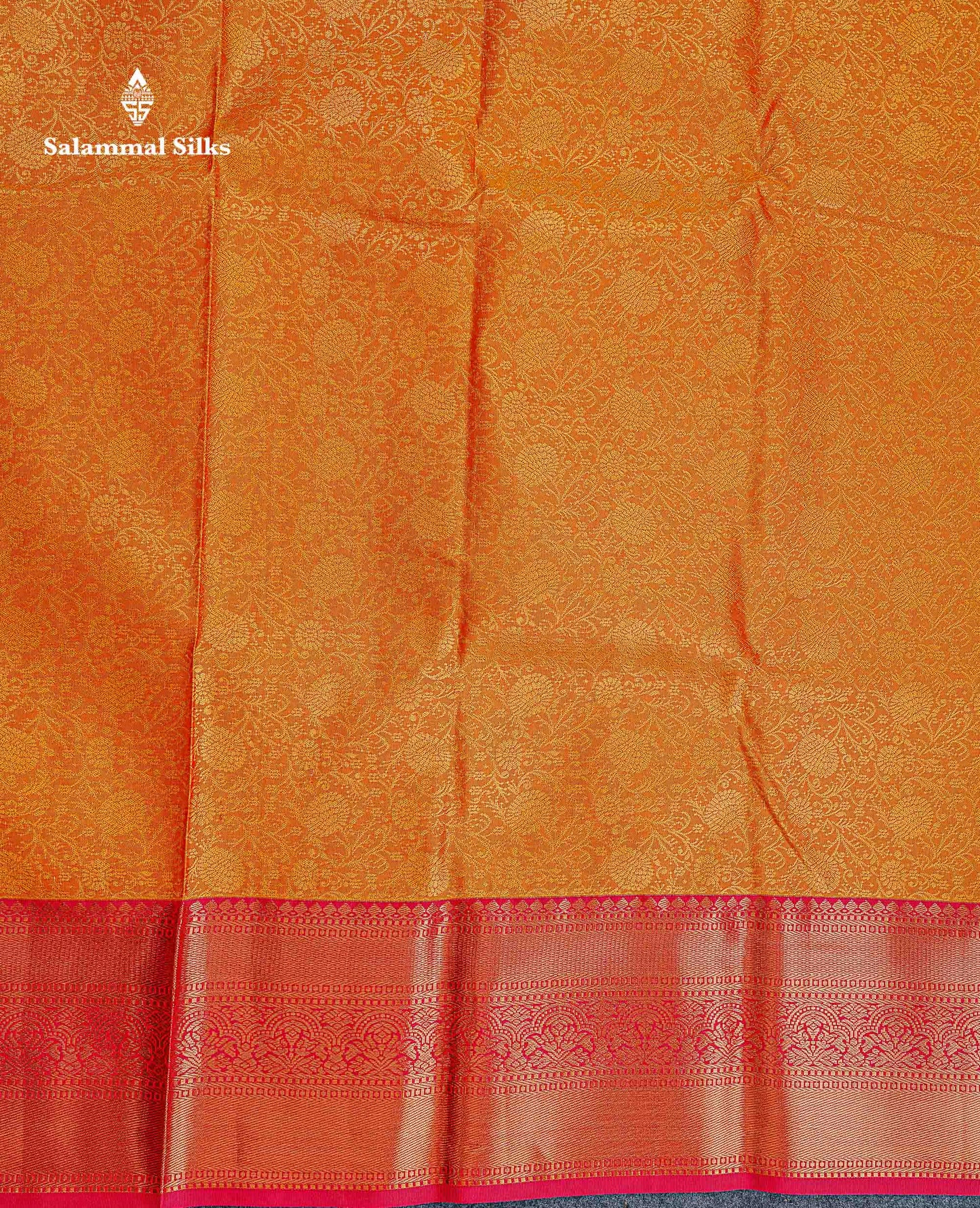 Bridal Semi Silk Saree - Orange Colour Body With Contrast Chilly Red Evening Morning Border