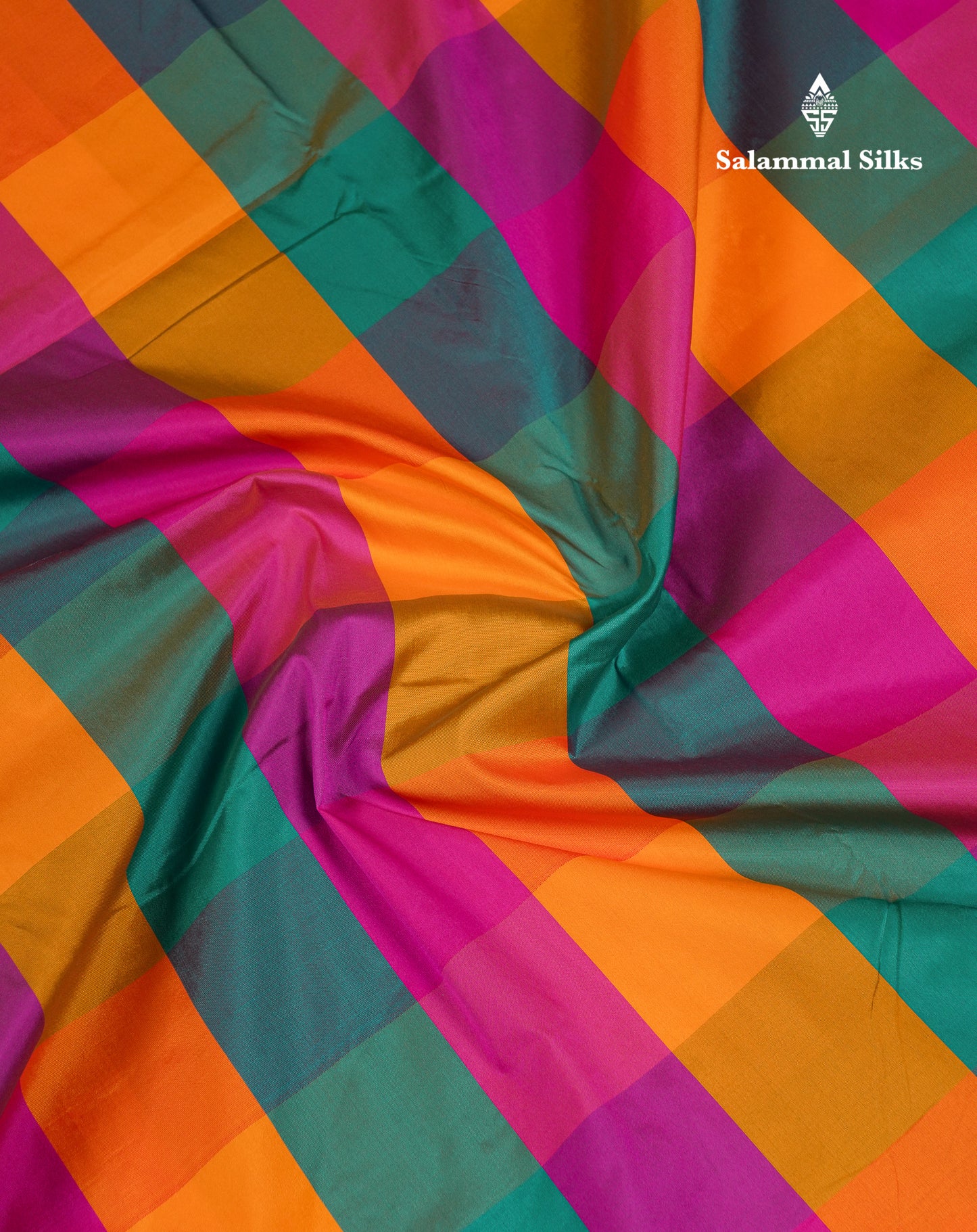 9 Yards Semi Silk Saree Paalum Pazham Checks With Contrast Maroon Traditional Border