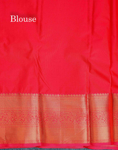 Bridal Semi Silk Saree - Orange Colour Body With Contrast Chilly Red Evening Morning Border