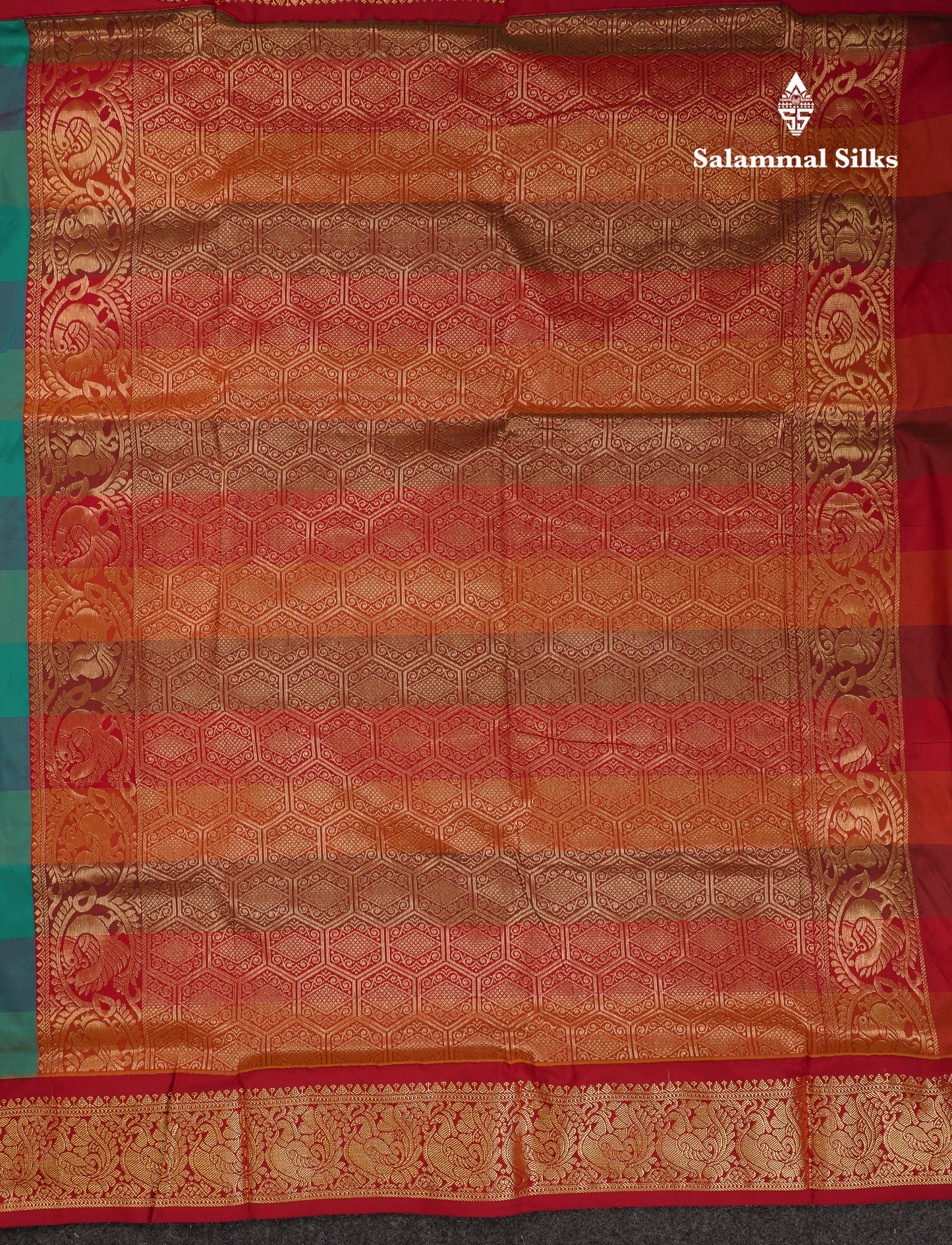 9 Yards Semi Silk Saree Paalum Pazham Checks With Contrast Maroon Traditional Border