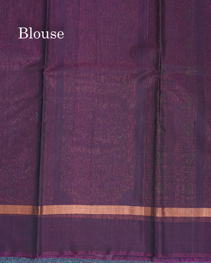 Beautiful Sapphire Blue SICO Cotton Saree With Contrast Dark Magenta Blouse