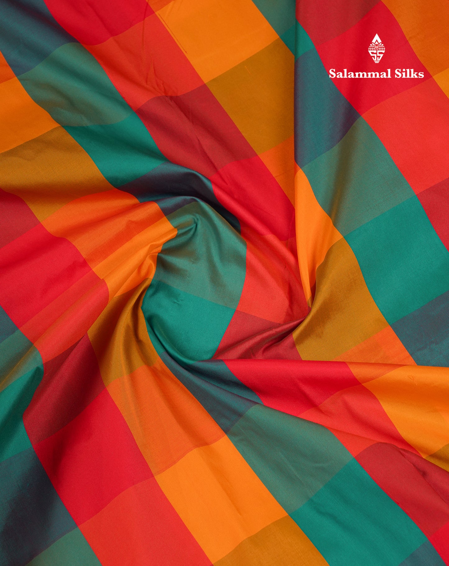 9 Yards Semi Silk Saree Paalum Pazham Checks With Contrast Maroon Traditional Border