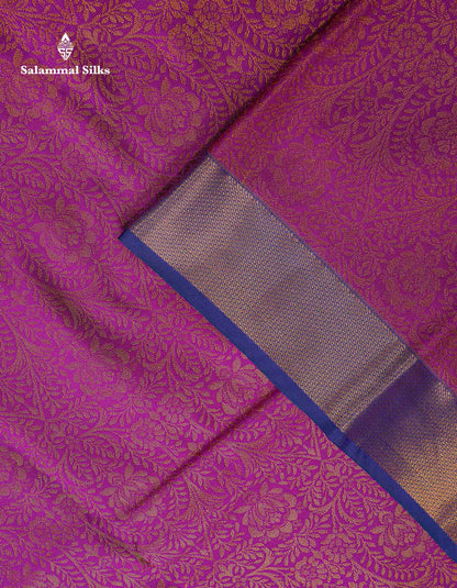 Bridal Semi Silk Saree - Magenta Colour Body With Contrast Violet Evening Morning Border