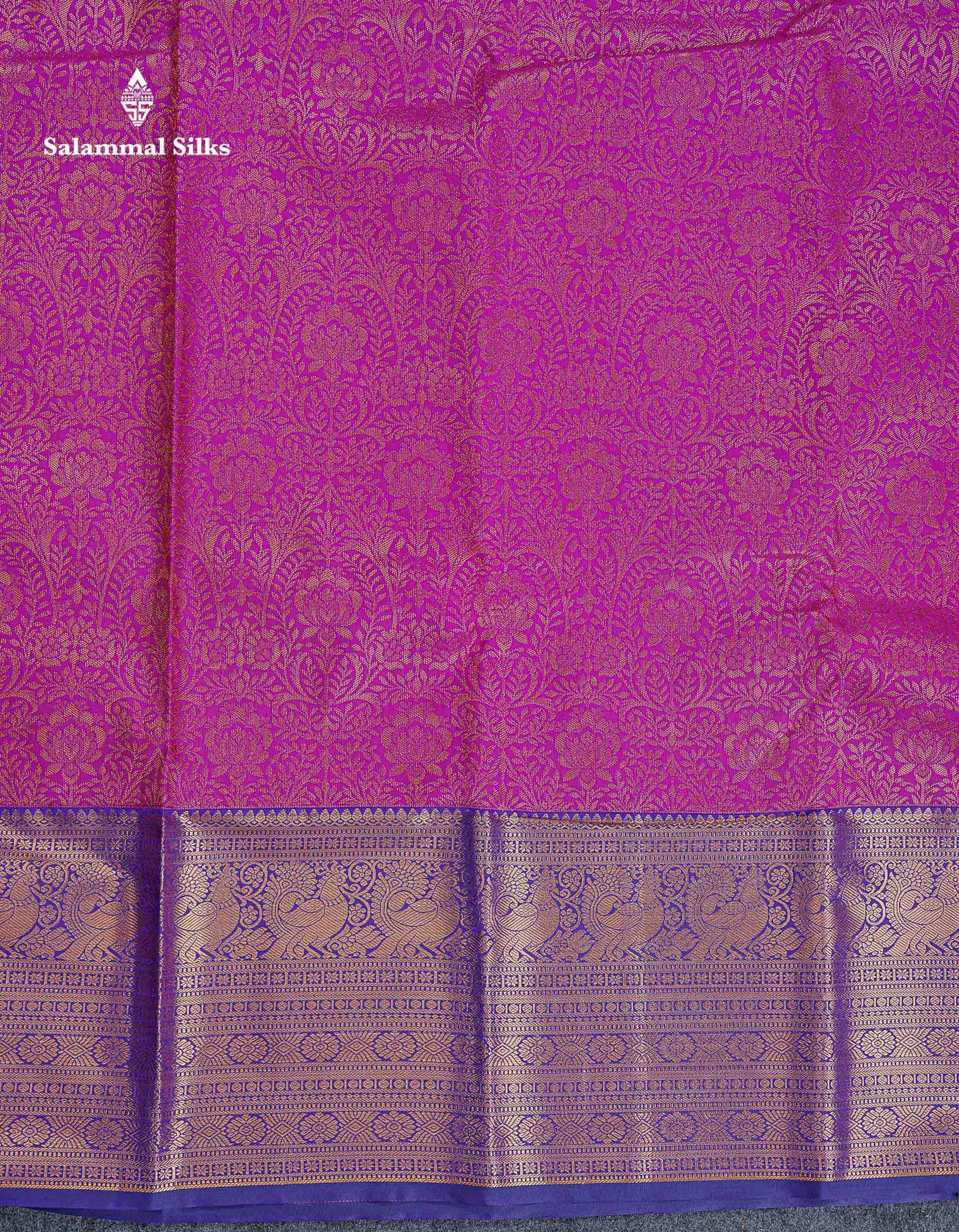 Bridal Semi Silk Saree - Magenta Colour Body With Contrast Violet Evening Morning Border