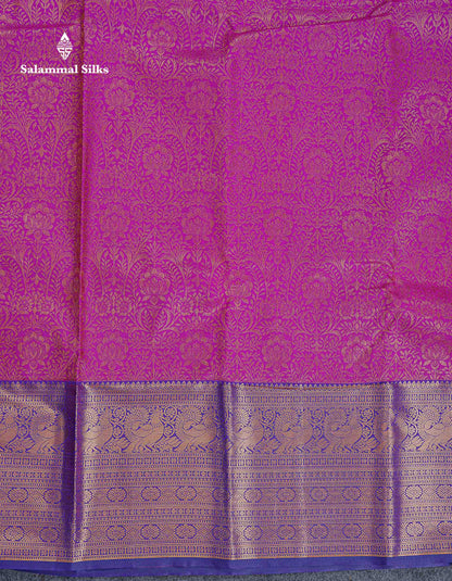 Bridal Semi Silk Saree - Magenta Colour Body With Contrast Violet Evening Morning Border