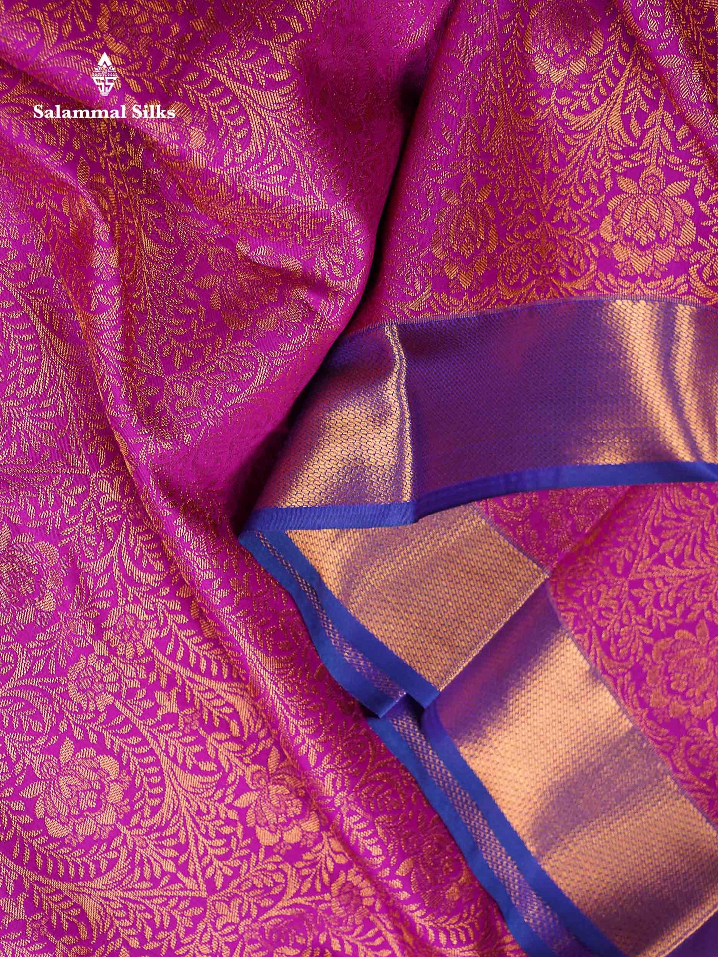 Bridal Semi Silk Saree - Magenta Colour Body With Contrast Violet Evening Morning Border
