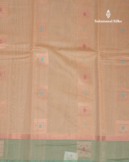 Beautiful Sandal Meenakari Work SICO Cotton Saree With Contrast Bottle Green Blouse