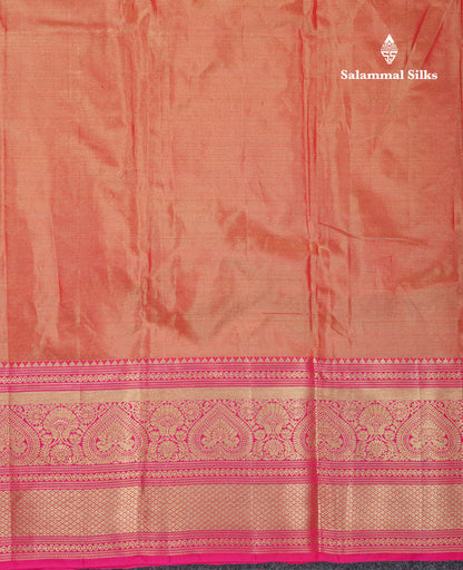 Beautiful Gold Checks Tissue Bridal Pure Mix Silk Saree With Contrast Pink Traditional Evening Morning Border