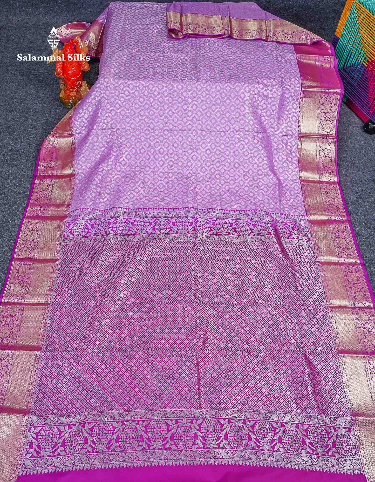 Bridal Semi Silk Saree -  Light Pink Colour Body With Contrast Vadamalli Traditional Border