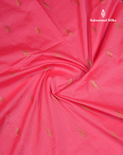 9 Yards Semi Silk Saree Peacock Green With Contrast Pink Traditional Small Border