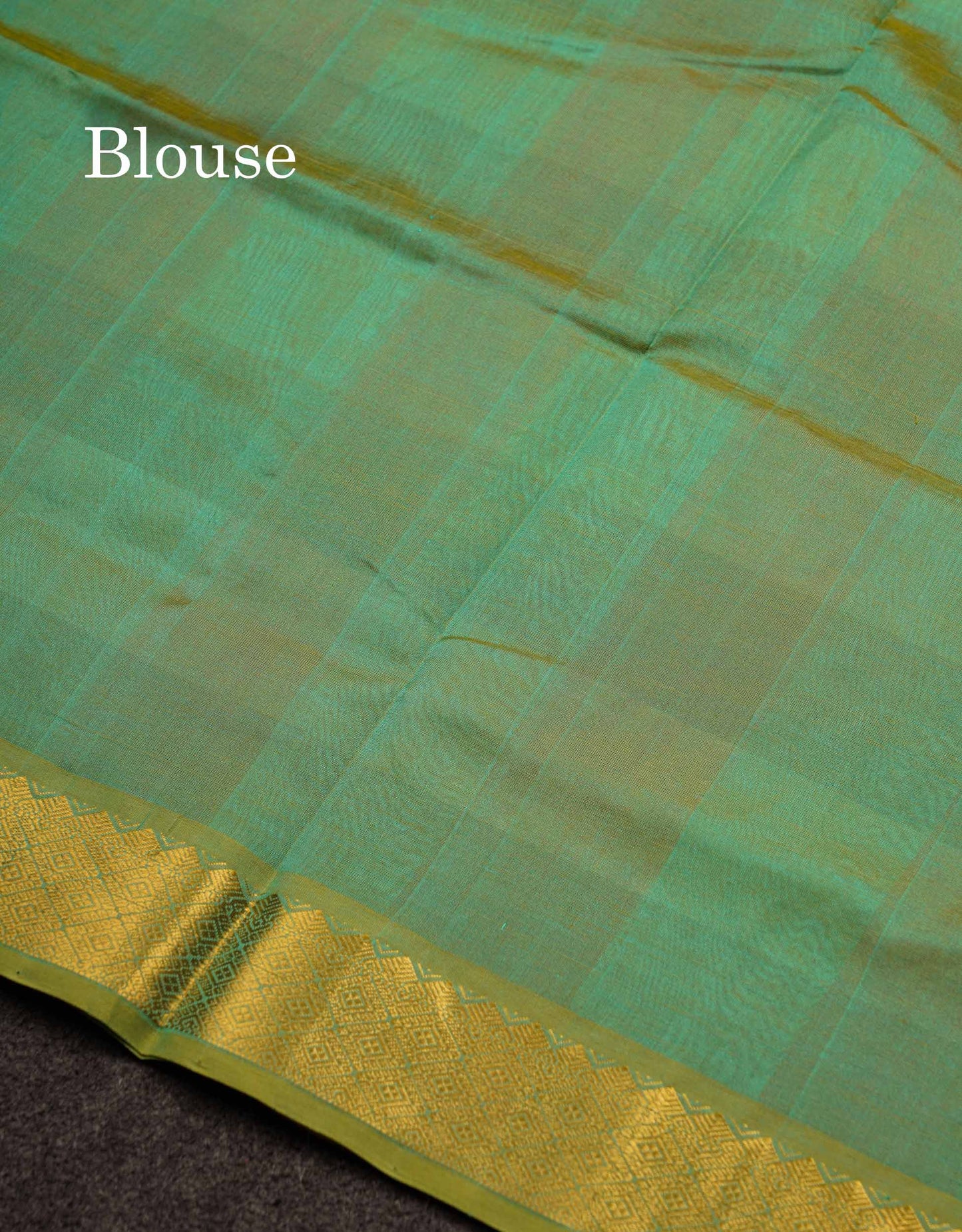 Beautiful Paalum Pazham Checks Pure Silk Cotton Saree With Contrast Sapphire Green Blouse