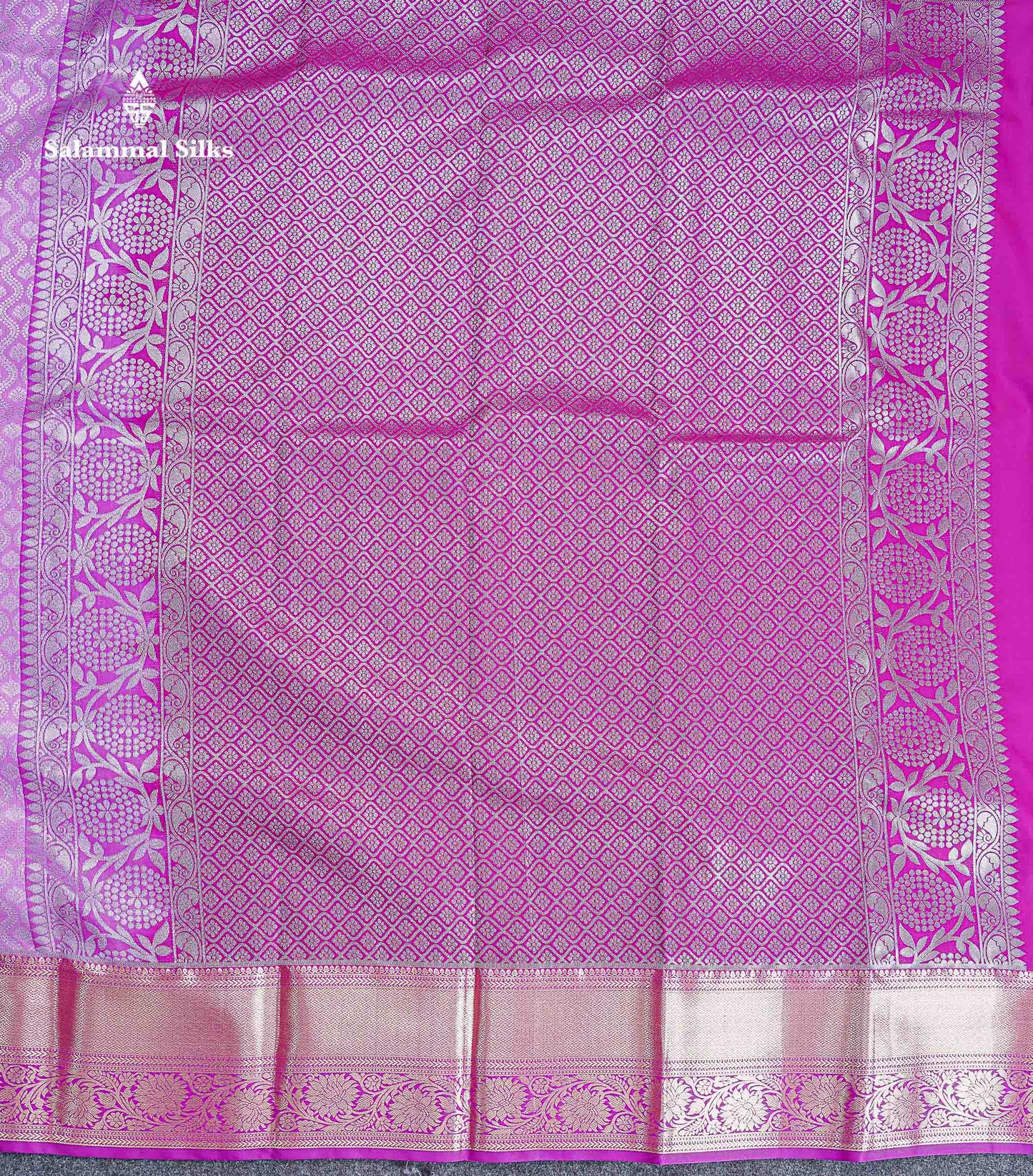 Bridal Semi Silk Saree -  Light Pink Colour Body With Contrast Vadamalli Traditional Border