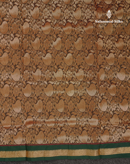 9 Yards Semi Silk Saree Peacock Green With Contrast Pink Traditional Small Border