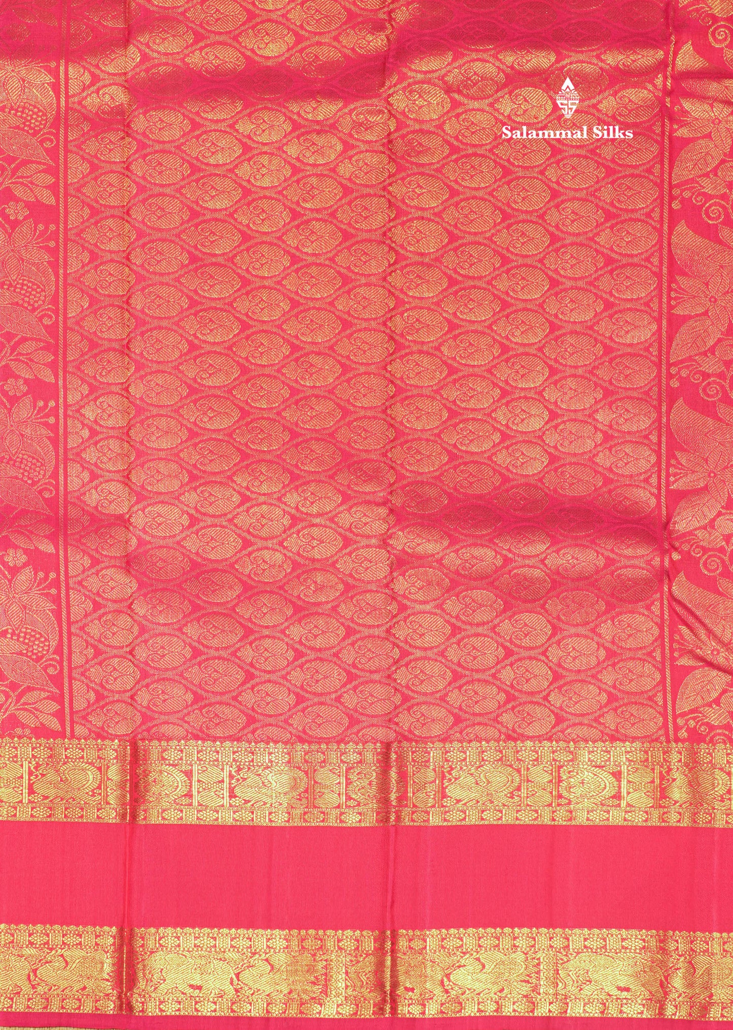 Dark Maroon Colour Pure Kanjivaram Silk Saree with Traditional Pink Double Border
