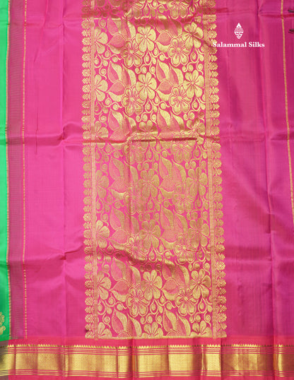 Light Green Pure Kanjivaram Silk Saree With One Side Traditional Border