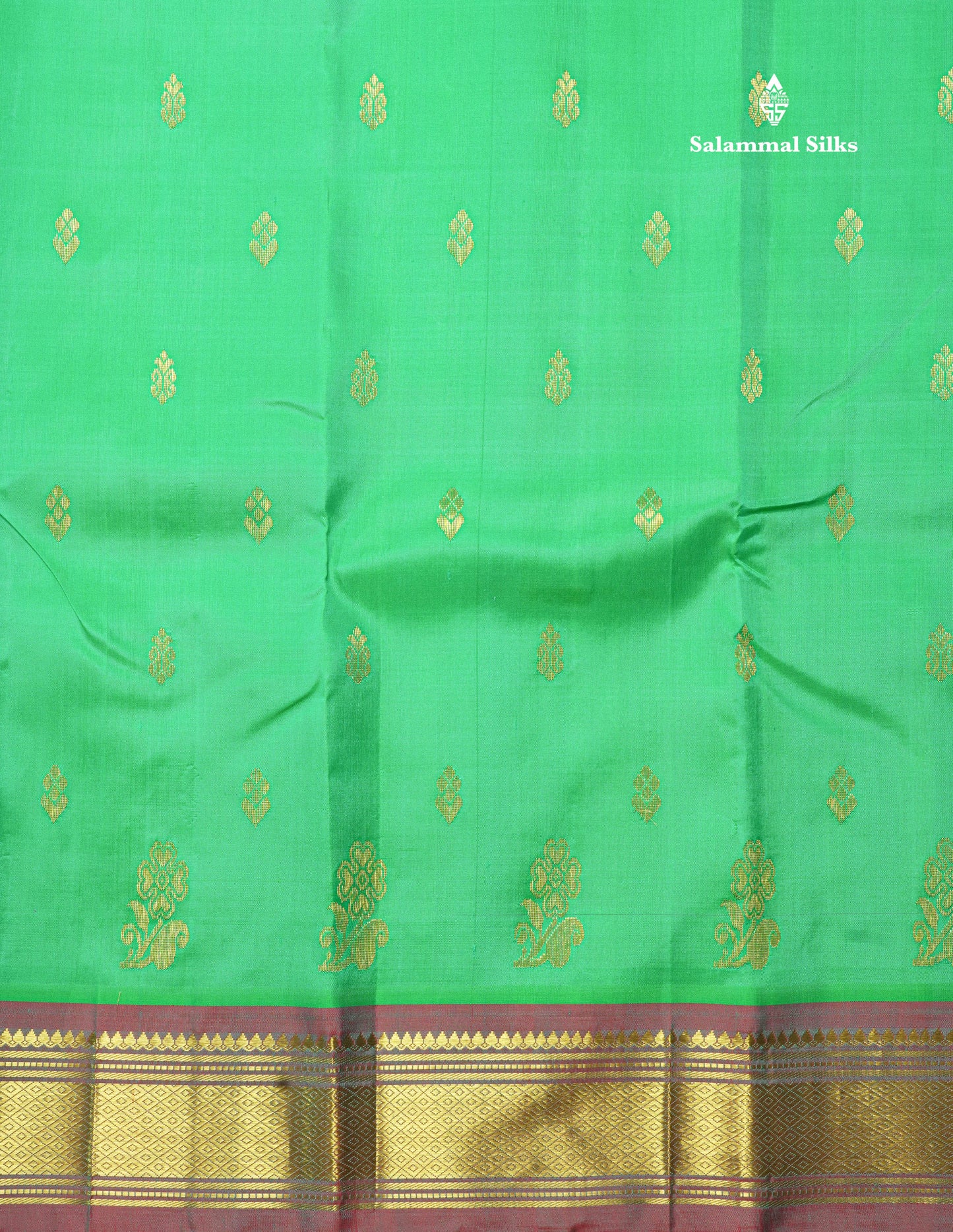 Light Green Pure Kanjivaram Silk Saree With One Side Traditional Border