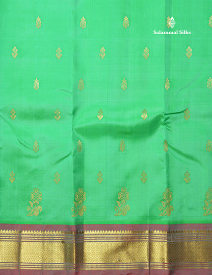 Light Green Pure Kanjivaram Silk Saree With One Side Traditional Border