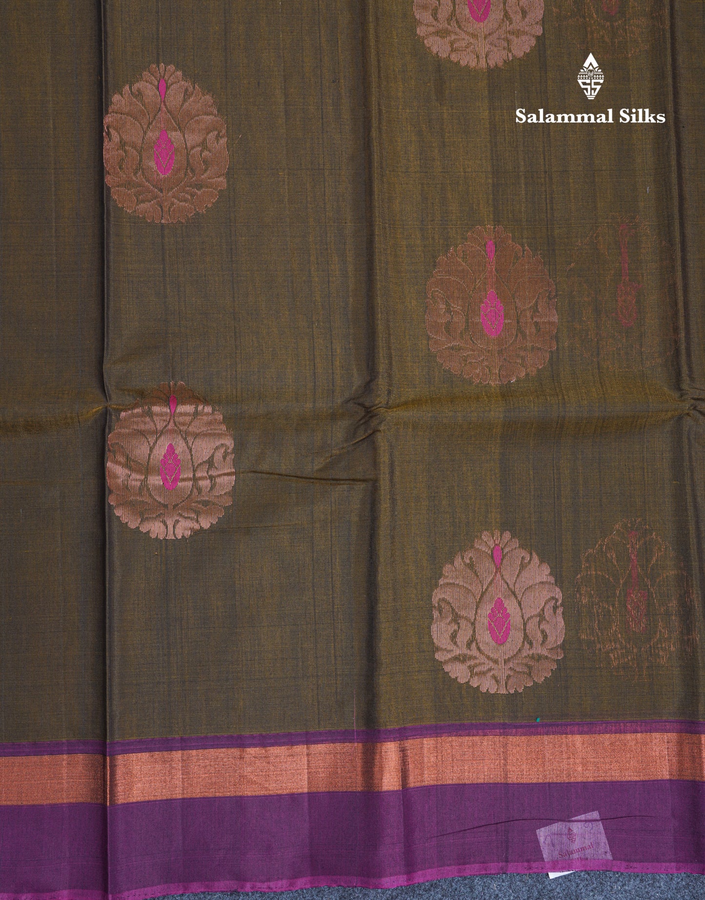 Olive Mustard Yellow Beautiful SICO Cotton Saree With Magenta Border