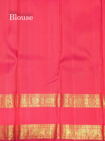 Dark Maroon Colour Pure Kanjivaram Silk Saree with Traditional Pink Double Border
