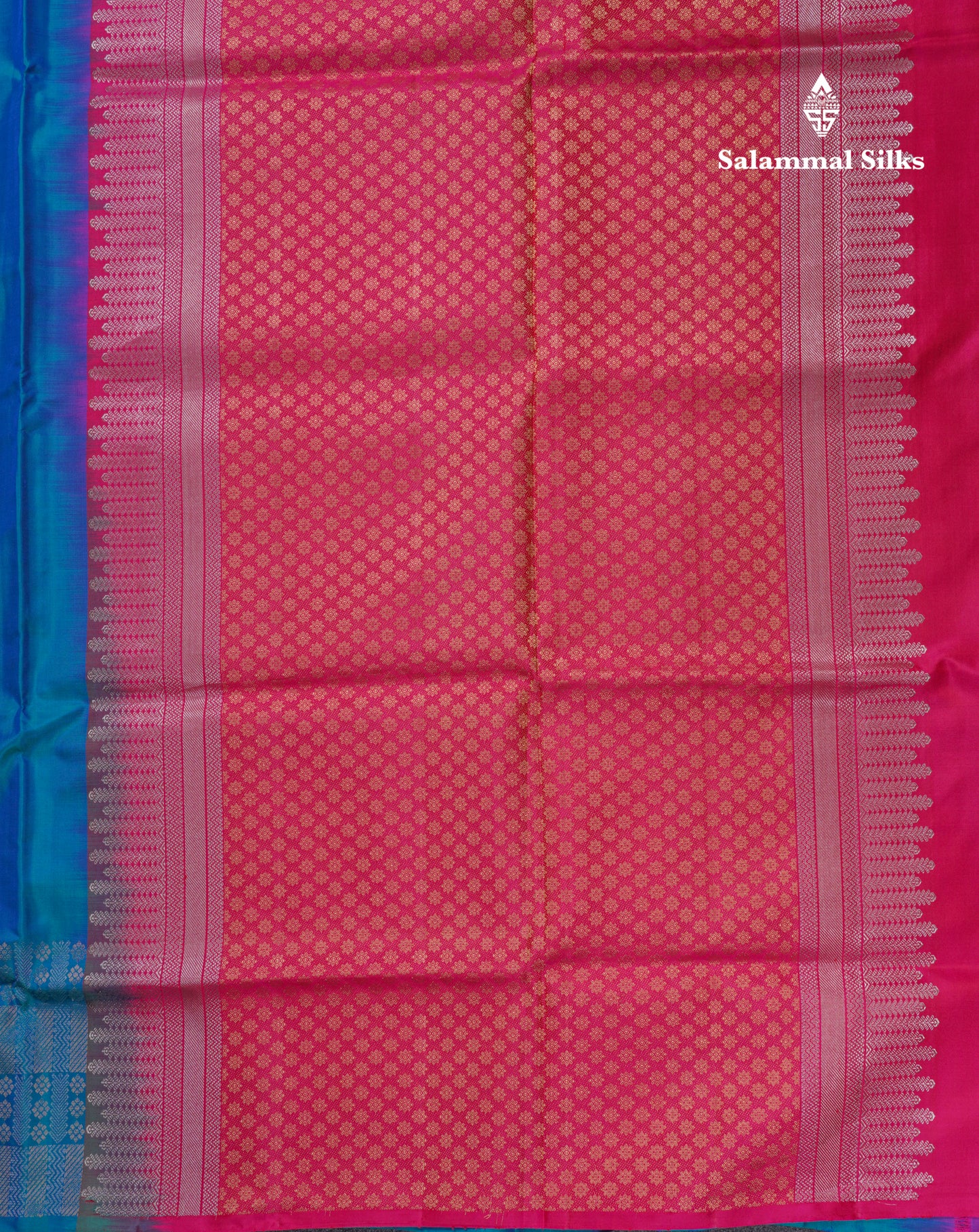 Beautiful Orange Pure Kanjivaram Soft Silk Saree With Contrast Sapphire Green Blouse