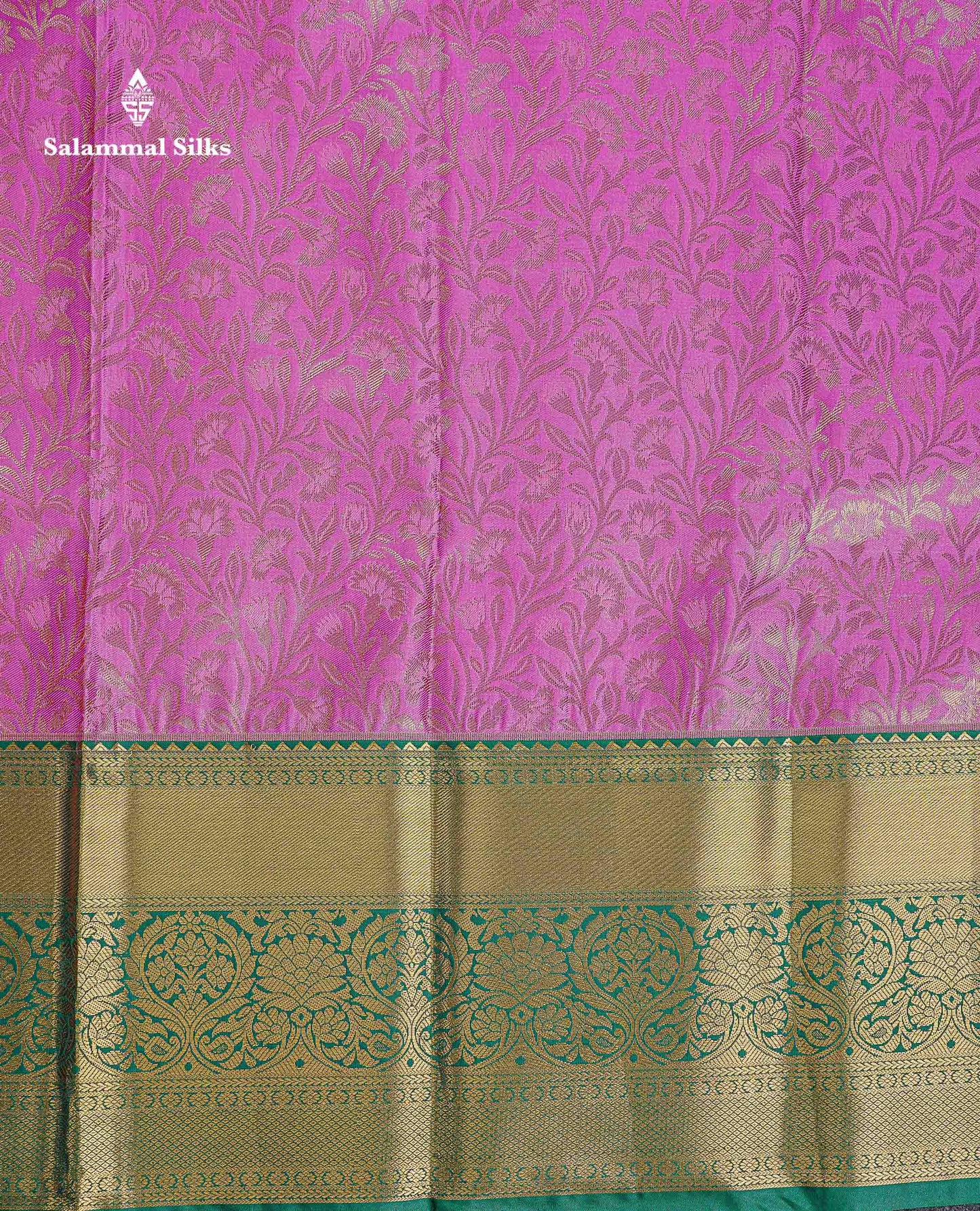 Bridal Semi Silk Saree -  Light Pink Colour Body With Contrast Bottle Green Evening Morning Border