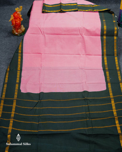 Beautiful Mustard Yellow Sungudi Cotton Saree With Contrast Dark Bottle Green Traditional Gap Border