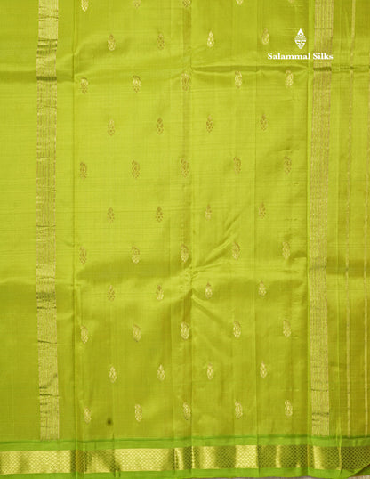 Mango Yellow Pure Kanjivaram Silk Saree With One Side Small Traditional Border