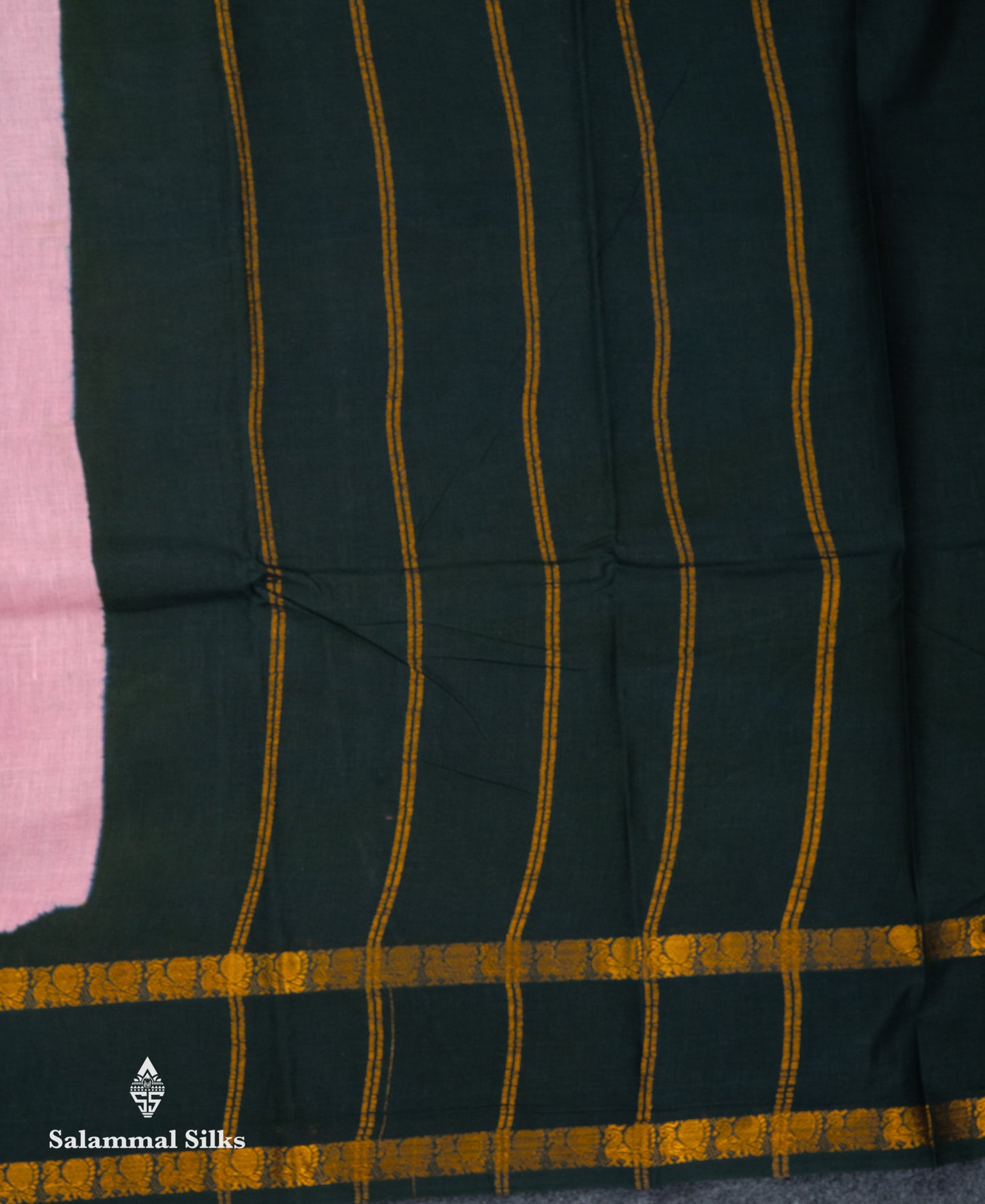 Beautiful Mustard Yellow Sungudi Cotton Saree With Contrast Dark Bottle Green Traditional Gap Border