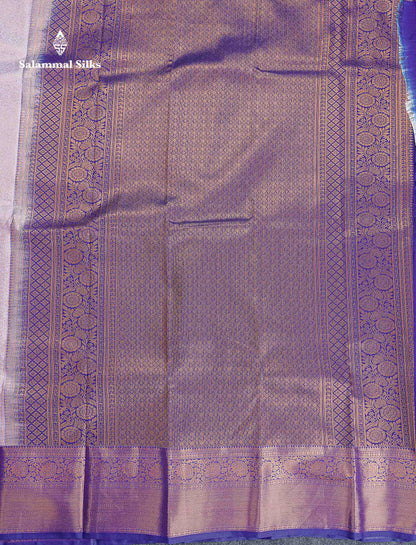 Bridal Semi Silk Saree -  Pastel Pink Colour Body With Contrast Navy Blue Evening Morning Border