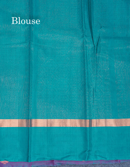 Beautiful Pink SICO Cotton Saree With Contrast Sapphire Blue Blouse